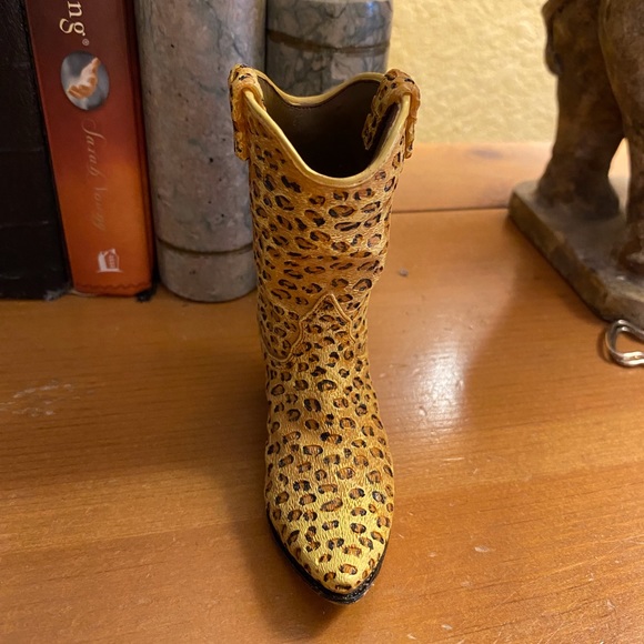 Collectible Popular Imports Nostalgia Leopard Print Cowboy Miniature Boot - Picture 1 of 4